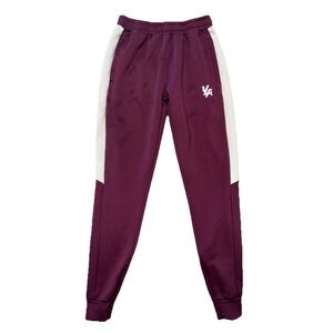 Young LA‎ Joggers Women's M Burgundy White Track Pants Drawstring Zipper Cuff